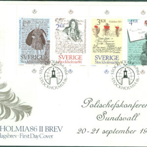 Sverige – FDC 1984-06-06 – Stockholmia 86 II, 4 kpl Vinjett 1 Adressat