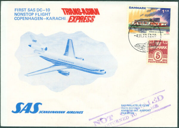 Sverige - 1977-11-04 First SAS DC-10 Nonstop Flight Copenhagen-Karachi