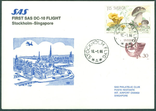 Sverige - 1986-01-18 SAS First SAS DC-10 Flight Stockholm - Singapore