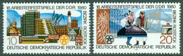 DDR - M 2514-2515 Arbetarfestspel i DDR, 1 kpl **