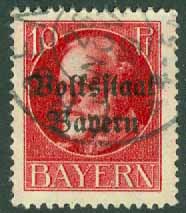 Bayern – M  155 A Ludvig III, påtryck Volkstadt Bayern, 10 Pf stpl