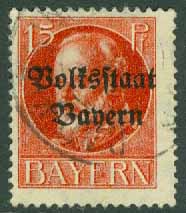 Bayern – M  156 A Ludvig III, påtryck Volkstadt Bayern, 15 Pf stpl