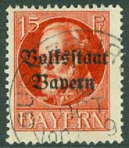 Bayern – M  156 A Ludvig III, påtryck Volkstadt Bayern, 15 Pf stpl
