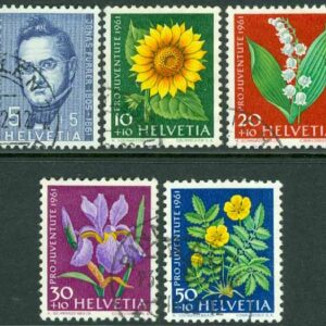 Schweiz – M  742-746 Pro Juventute 1961, blommor, 5 kpl stpl