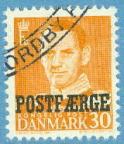 Danmark – F PF 31 Frederik IX, Postfaerge 30 öre orange stpl