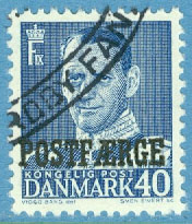Danmark – F PF 33 Frederik IX, Postfaerge 40 öre blå stpl