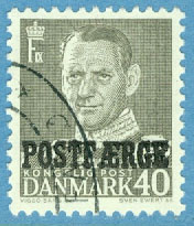 Danmark – F PF 34 Frederik IX, Postfaerge 40 öre grå stpl