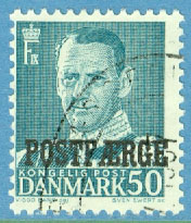 Danmark – F PF 36 Frederik IX, Postfaerge 50 blågrön stpl