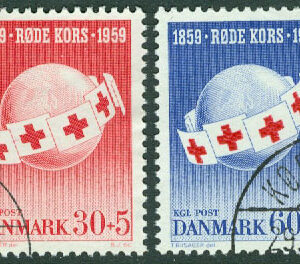 Danmark – F  401-402 Röda Korsidén 100 år, 2 kpl stpl