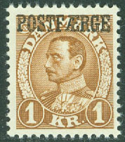 Danmark – F PF 10 Christian X, Postfaerge, 1 kr brun *