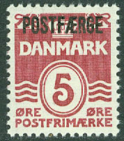 Danmark – F PF 18 Våglinjetyp, Postfaerge 5 öre *