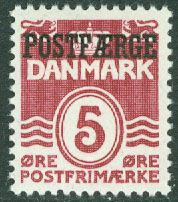 Danmark – F PF 18 Våglinjetyp, Postfaerge 5 öre **