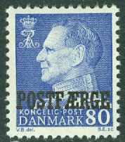 Danmark – F PF 41 Frederik IX, Postfaerge 80 öre blå *