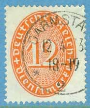 Deutsches Reich – M Tj  129 X Tjänstefrimärke, siffra i oval, 12 Pf stpl, kt