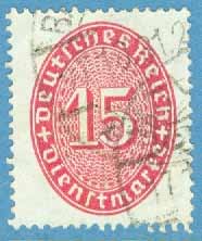 Deutsches Reich – M Tj  124 X Tjänstefrimärke, siffra i oval, 15 Pf stpl
