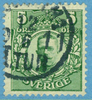 F   75 Gustaf V i medaljong, 5 öre VM krona stpl