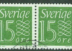 F  397BB Ny Siffertyp, typ II. 15 öre grön par stpl
