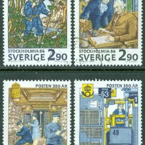F 1416-1418 Stockholmia 86 V, Posten 350 år, 4 kpl stpl