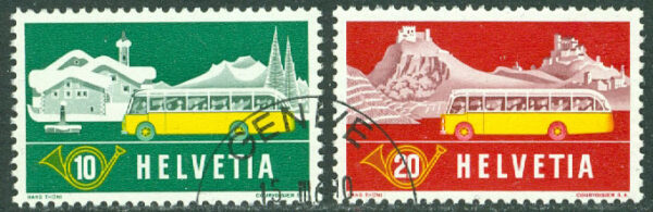 Schweiz - M  586-587 Alppost, postbussar, 2 kpl