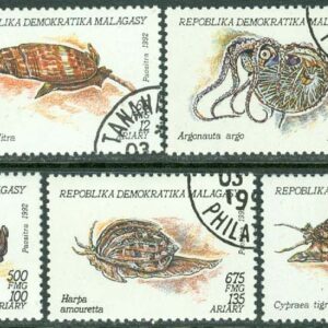 Madagaskar – M 1416-1422 Blötdjur, mollusker, 7 kpl stpl