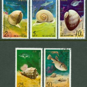 Nordkorea – M 1668-1672 Havssnäckor och fiskar, 5 kpl stpl