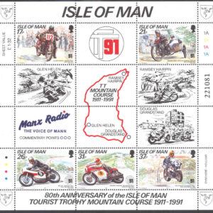 Isle of Man – M  468-472 (BL 15) Tourist Trophy bergskrets 80 år, block kpl **