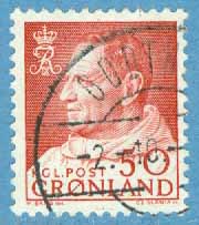 Grönland – F   65 Kung Frederik IX i anorak, 50 öre stpl
