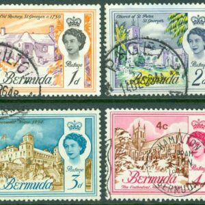 Bermuda – M  162-165 Elisabeth II och byggnader, 4 ol stpl