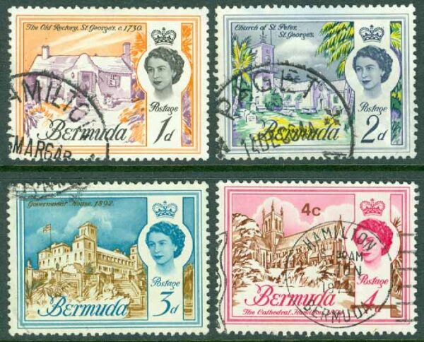 Bermuda - M  162-165 Elisabeth II och byggnader, 4 ol stpl
