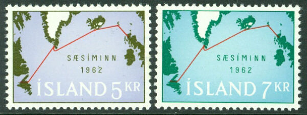 Island - F  403-404 Transatlatiska Telekabeln via Island, 2 kpl *