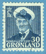 Grönland – F   36 Frederik IX, 30 öre blå stpl