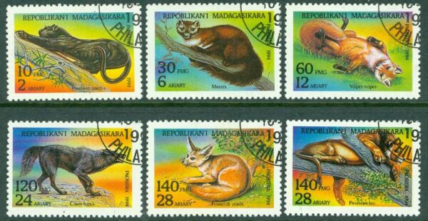 Madagaskar - M 1701-1706 Rovdjur, 6 ol stpl