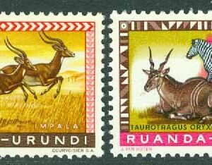 Ruanda-Urundi – M  170, 172 Djur, Impala, elandantilop, 2 ol **