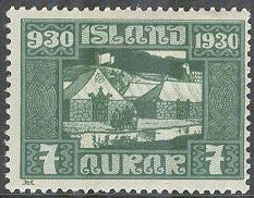 Island – F  175 Alltinget, 7 aur grön *