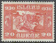 Island – F  178 Alltinget, 20 aur röd *