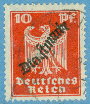 Deutsches Reich – M Tj  107 Påtryck tjänstefrimärke, 10 Pf stpl