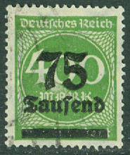 Deutsches Reich – M  287 Påtryck 75 Tausend på 400 M stpl