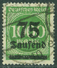 Deutsches Reich – M  288 I Påtryck 75 Tausend på 1000 M stpl