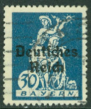 Deutsches Reich – M  123 Påtryck på Bayern 30 Pf stpl