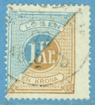 F L 10. Lösen 1 kr  t. 14 stämplat 27.5 1875