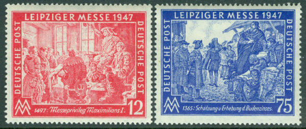 Tyskland Allierad besittning gemensamhetsutgåvor - M  941-942C Leipzigs vårmässa, 2 kpl **