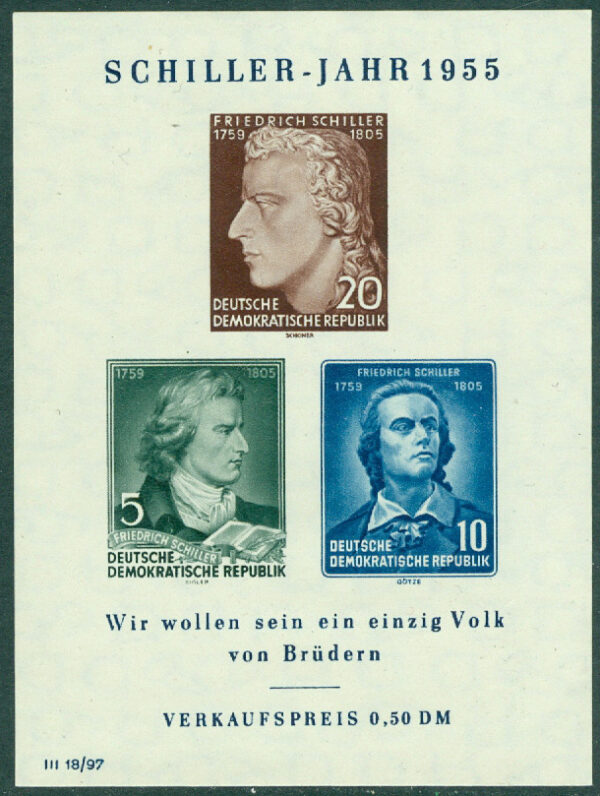 DDR - M  464-466 B (BL 12) F Schiller, diktare, Block **