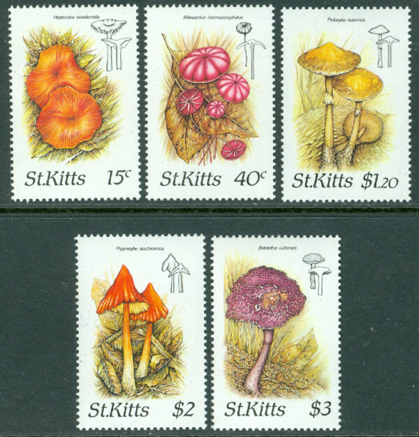 St. Kitts - M  213-217 Svampar, 5 kpl **