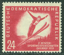 DDR – M  281 Vintersportmästerskapen 1951, backhoppning, 24 Pf **