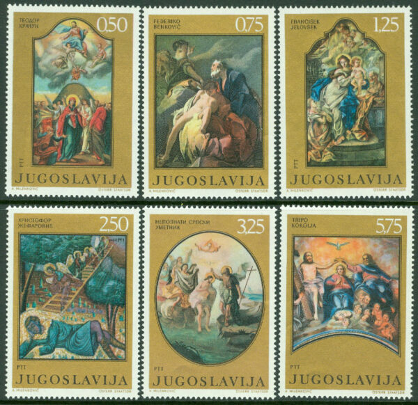 Jugoslavien - M 1400-1405 Religiös konst, 6 kpl **