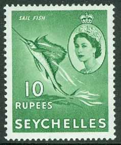 Seychellerna – M  188 Elisabeth II, Indo-Pacific segelfisk, 10 R **