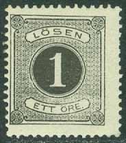 Sverige – F L 11 Lösen t. 13, 1 öre svart **, ktt
