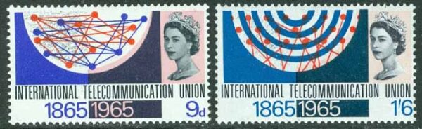 England - M  406-407 x Int. Teleunionen ITU 100 år, 2 kpl **