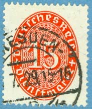 Deutsches Reich – M Tj  118 X Tjänstefrimärke siffertyp, 15 Pf stpl