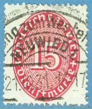 Deutsches Reich – M Tj  124 X Tjänstefrimärke, siffra i oval, 15 Pf stpl